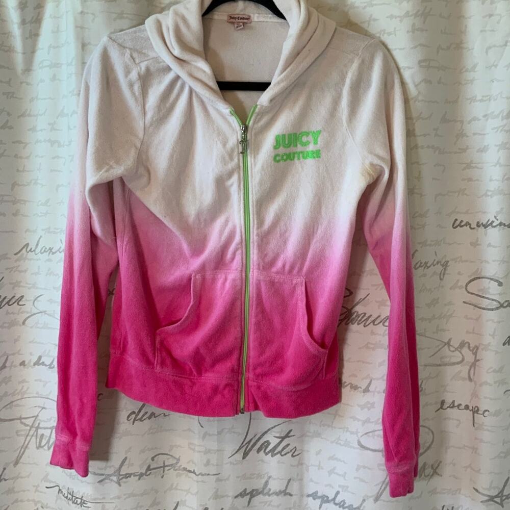 Y2K Juicy Couture Terry Ombré Watermelon Zip Hoodie & Capri Set | XL (16-18)